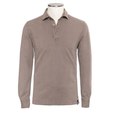Drumohr Polo Garment Dyed Taupe